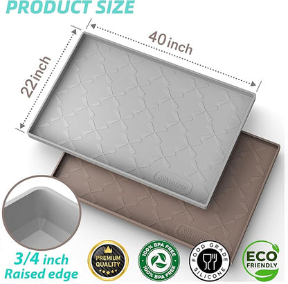SIKADEER 40" x 22" Under Sink Mat Waterproof, Silicone Mat Kitchen Drawer Shelf and Cabinet Liner, Sink Protector for Kitchen Organizers and Storage, Boot Tray Pet Food Mats