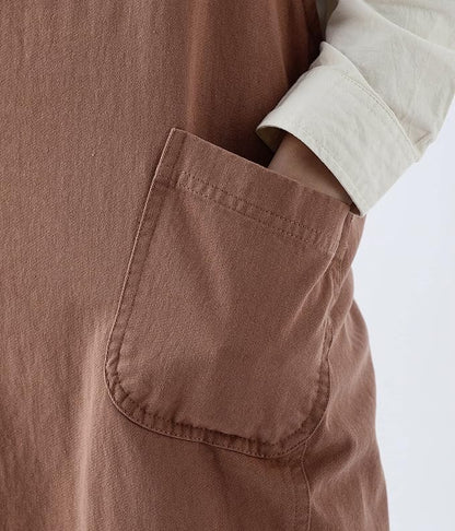 Japanese Cotton Linen Cross Back Apron with Pockets,Fashion Pinafore Dress for Gardening Painting Cleaning Cooking