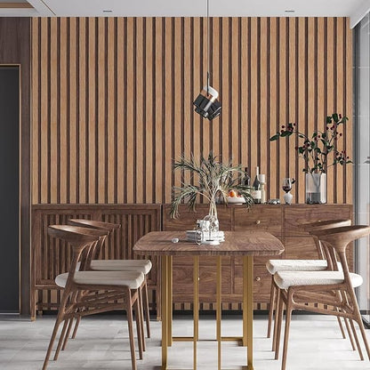 Yun-aeon Natural Wood Peel and Stick Wallpaper Wood Slats - 17.3"x 1200" Tan Self-Adhesive Waterproof Vinyl Removable Wall Paper for Wall Decor Bedroom