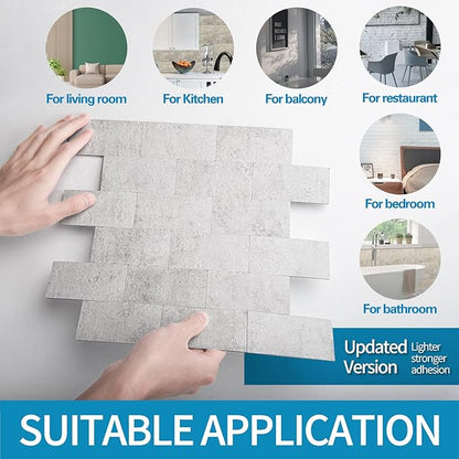 Art3d 10-Pack Peel and Stick Backsplash Wall Tile for Kitchen Bathroom Fireplace Vanitity in Natural White