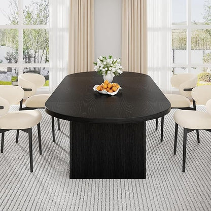 Jocoevol 78.7" Dining Table for 6 8 10, Modern Dining Room Table with Storage, Wood Kitchen Table with Heavy Duty Legs, Dinner Tables for Kitchen Dining Room (Black)