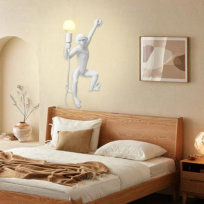 Monkey Wall Lingt, Creative Monkey Shape Plug in Wall Sconces, Industrial Retro Indoor Decorative Animal Light Fixture for Bedroom, Living Room, Childrens Room and Home Decoration
