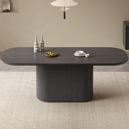 86.61" Oval Dining Table for 8, Modern Dining Room Table for Kitchen, Living Room, 8 Seater Kitchen Tables with Oval Base, Rectangular Dinner Tables with 1.88“ Thick Tabletop, Dark Grey
