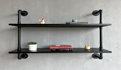 HDDFER Floating Bookshelf Shelves Industrial Pipe Shelving Pipe Shelf Rustic Black Wall Shelves 36 Inch Farmhouse for Wall Mounted