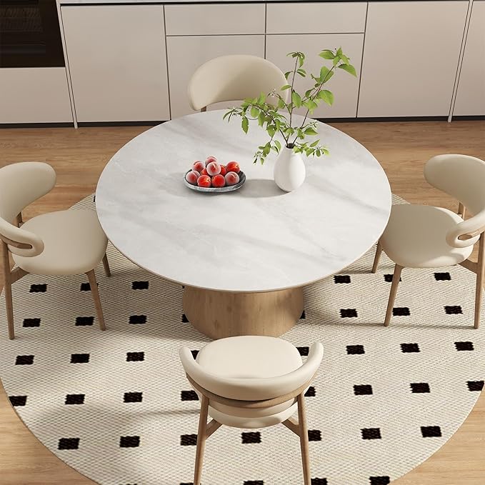 Round Table Top Multiple Sizes - Tempered Glass with Marble Design, Shatter-Resistant & Heatproof Surface Protector, Multipurpose for Dining/Coffee/Patio/End Table DIY Replacement (Gray, 24 inch)