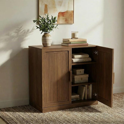 Casaphoria Adam Sideboard Buffet Cabinet with Storage, Sideboard Cabinet with Wooden Doors & Adjustable Shelves, 31" W x 31" H Coffee Bar for Entryway Kitchen Living Room, Walnut