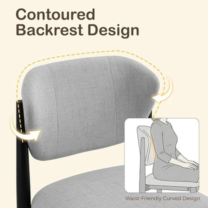 Casaphoria Dining Chairs Set of 2, Solid Black Wood Legs Upholstered Kitchen Chairs, Mid Century Modern Ergonomic Curved Back Accent Chair for Dining Room, Home Office and Vanity, Gray