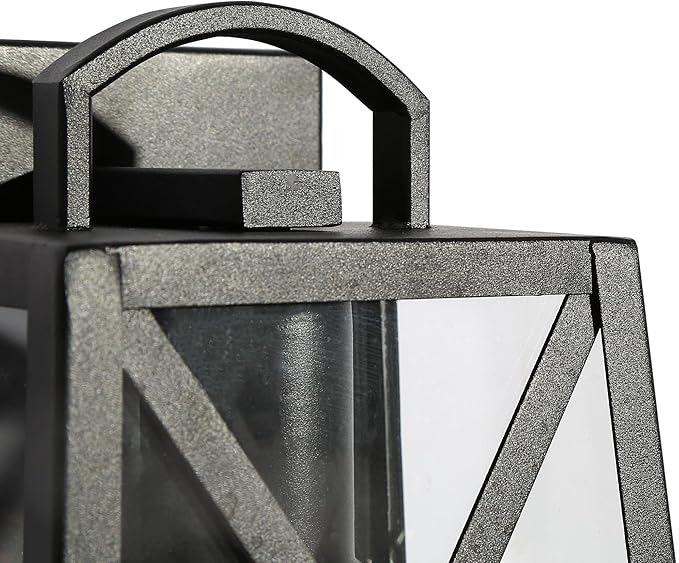 Black Outdoor Wall Sconce Lights, Farmhouse Trapezoid Anti-Rust Waterproof Outdoor Porch Lights Wall Mount Exterior Light Fixture with Clear Glass for Patio, Froot Door, Garage