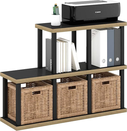 Furinno Turn-N-Tube No Tools Decorative Display Shelf, 5-Cube, Americano/Black