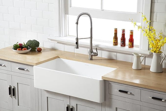 Kingston Brass GKFA361810BC Arctic Stone Single Bowl Kitchen Sink, 36"L x 18"W x 9-9/16"D, Matte White
