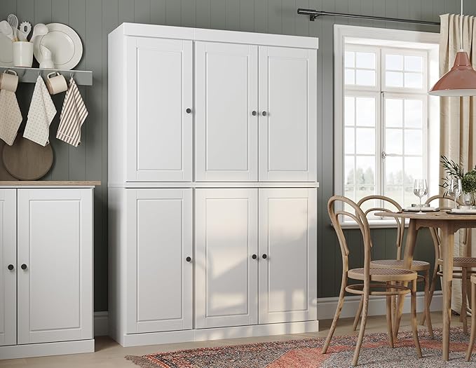 Palace Imports Solid Wood Kitchen Pantry Cabinet 71.5" Tall, 48.5" Wide – Freestanding Storage Cupboard with Adjustable Shelves – White, Renewable Eco-Friendly 100% Wood, Made in Brazil