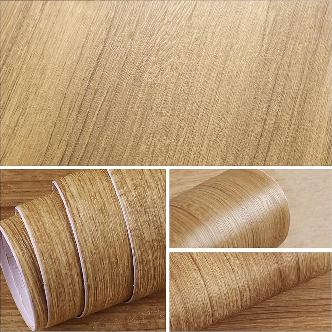 VEELIKE Natural Wood Contact Paper for Countertops Peel and Stick Countertop Contact Paper Waterproof Wood Wallpaper for Cabinets Table 24''x118'' Self Adhesive Counter Top Vinyl Wrap for Kitchen