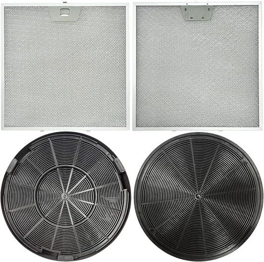 2 Pack WB02X24872 Range Vent Hood Grease Filter & 2 Pack JXCF72 WB02X24842 Charcoal Filter Compatible with GE Range Hoods JVW5301EJ1ES, JVW5301SJ1SS, JVW5301BJ1TS, JVW5301FJ1DS, JVW5301EJ2ES