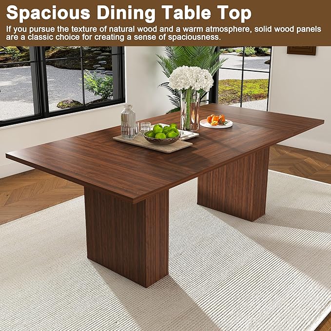 Modern Rustic Farmhouse Dining Table with Storage Base, 78-Inch Long Rectangular MDF Kitchen Table, Space Saving Sturdy Frame Construction Easy Assembly,DiningTable