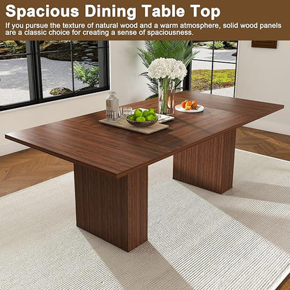 Modern Rustic Farmhouse Dining Table with Storage Base, 78-Inch Long Rectangular MDF Kitchen Table, Space Saving Sturdy Frame Construction Easy Assembly,DiningTable