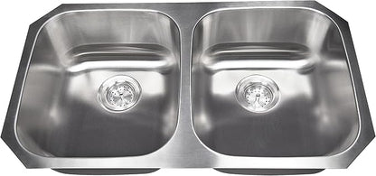 MSI Undermount Stainless Steel 32 in. x 18 in. Double Bowl Kitchen Sink and Strainer