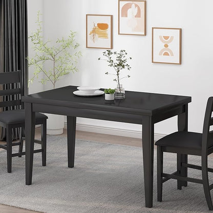 Wood Counter Height Dining Table in Antique Black Finish, Modern Farmhouse Style Kitchen Island Table for Small Spaces, 36 Inch Height Countertop Table with Sturdy Wood Construction