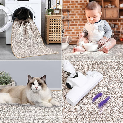 Printed Runner Rugs for Hallway 2x8 Rug Kitchen Rugs Non Slip Washable Modern Rug Soft Hallway Runner Contemporary Low Pile Area Rug for Living Room Bedroom Decor Nursery Rug, Beige/Grey