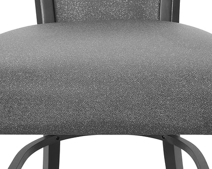 Set of 2 Modern Counter Height Dining Chairs with Plush Gray Upholstery and Sleek Black Legs for Kitchen Island