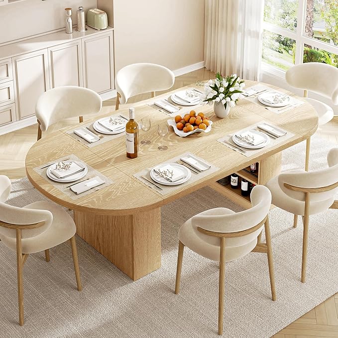 Jocoevol 78.7" Dining Table for 6 8 10, Modern Dining Room Table with Storage, Wood Kitchen Table with Heavy Duty Legs, Dinner Tables for Kitchen Dining Room (Natural)