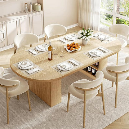 Jocoevol 78.7" Dining Table for 6 8 10, Modern Dining Room Table with Storage, Wood Kitchen Table with Heavy Duty Legs, Dinner Tables for Kitchen Dining Room (Natural)