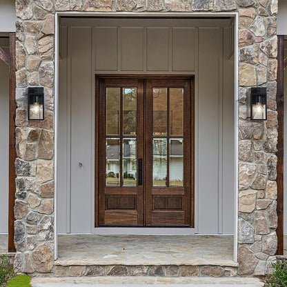 LALUZ Black Outdoor Wall Lights, Modern Farmhouse Rectangle Porch Lights Outdoor Wall with Clear Glass, Waterproof Anti-Rust Exterior Outside Sconce Lighting Light Fixtures for House Patio Garage