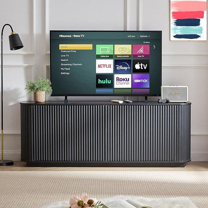 Ball & Cast 64" Buffet Cabinet with Storage Accent Sideboard Modern Credenza with Doors & Adjustable Shelves,Fluted Media Console TV Stand for Living Room,Black