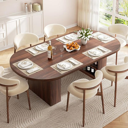 Jocoevol 78.7" Dining Table for 6 8 10, Modern Dining Room Table with Storage, Wood Kitchen Table with Heavy Duty Legs, Dinner Tables for Kitchen Dining Room (Walnut)