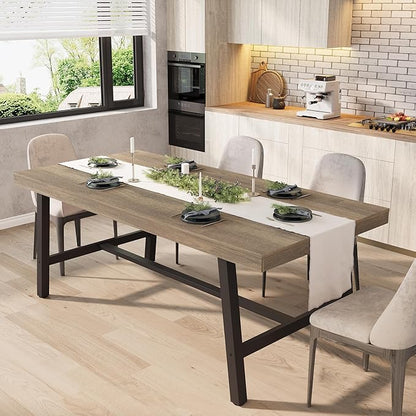 GarveeHome Industrial Dining Table for 6-8 People, 70.87" Long Kitchen Table with Sturdy Metal Frame, Rectangular Counter for Dinner, Kitchen, Dining Room (Rustic Pear, 71" Non-extendable)