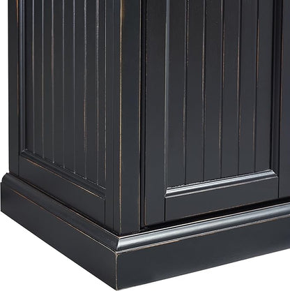 Crosley Furniture Seaside Coastal Pantry Storage Cabinet with Shelves, Kitchen, Dining, or Laundry Room, Distressed Black