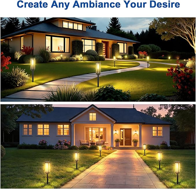 Solar Pathway Lights Outdoor,8 Pack Warm Garden Lights Solar Powered Waterproof IP65,Auto On/Off Outdoor Light for Lawn Patio Walkway Driveway Decor Landscape Lighting