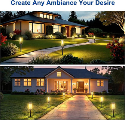 Solar Pathway Lights Outdoor,6 Pack Warm Garden Lights Solar Powered Waterproof IP65,Auto On/Off Outdoor Light for Lawn Patio Walkway Driveway Decor Landscape Lighting