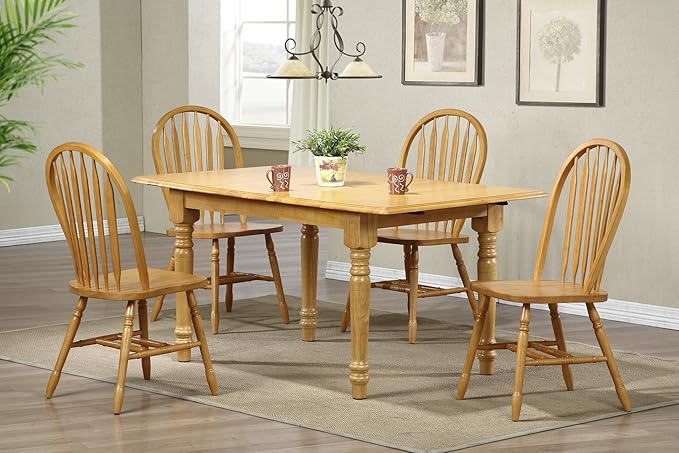 Sunset Trading Selections 48-60" Rectangular Extendable Butterfly Leaf Light Oak Wood | Seats 4, 6 Dining Table, 2 Size Expanding Small to Large (PK-TLB3660-LO)