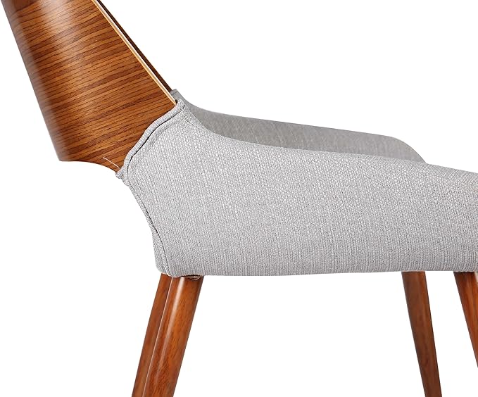 Armen Living Panda Mid-Century Dining Chair Walnut Finish and Gray Fabric - Set of 6