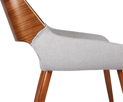Armen Living Panda Mid-Century Dining Chair Walnut Finish and Gray Fabric - Set of 6