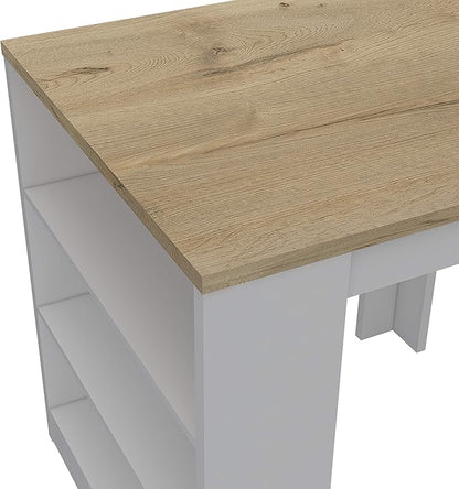 Tuhome Kitchen Island with Spacious Storage, Open Shelves, and Durable Worktop, Ideal for Kitchens, Dining Rooms, or as a Prep Station
