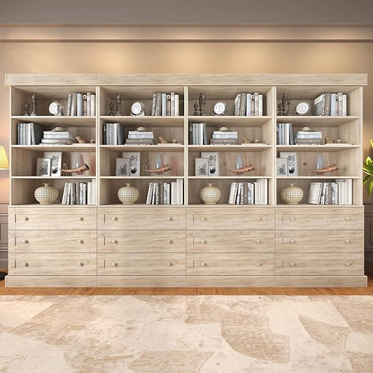 ivaniti 71" Tall Farmhouse Kitchen Pantry, Large Storage Cabinet with Adjustable Shelves and 3 Drawers, Wood Versatile Hutch for Dining Room and Living Room, Brown 4 PCS