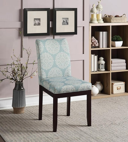 OSP Home Furnishings Dakota Upholstered Parsons Dining Chair with Espresso Finish Wood Legs, Gabrielle Sky