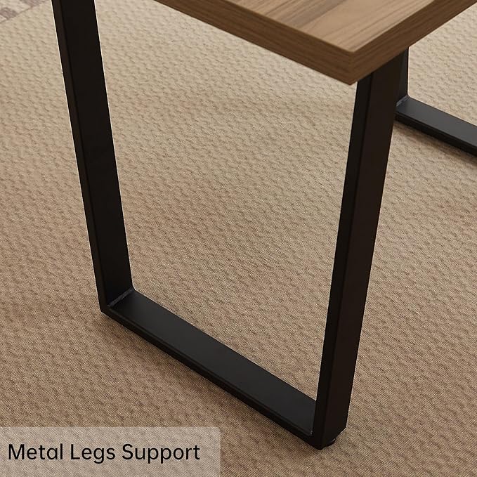 HIPIHOM 42.9 Modern Dining Kitchen Table for 4, Space-Saving Rectangular Design with Metal Legs, Suitable for Dining Room Kitchen Restaurant (Walnut Table)