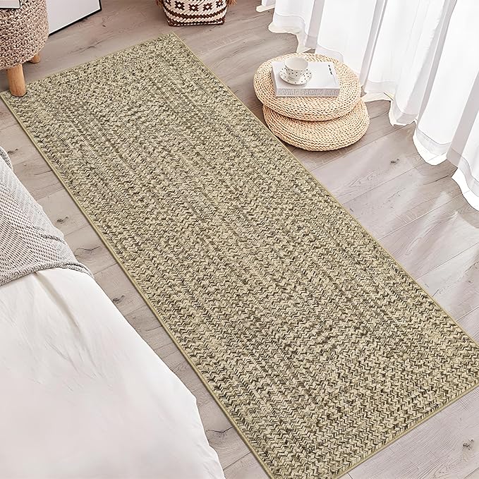 Printed Runner Rugs for Hallway 2x10 Washable Kitchen Rug Non Slip Modern Rug Farmhouse Soft Hallway Runner Contemporary Low Pile Rugs for Living Room Bedroom Decor Nursery, Beige/Grey