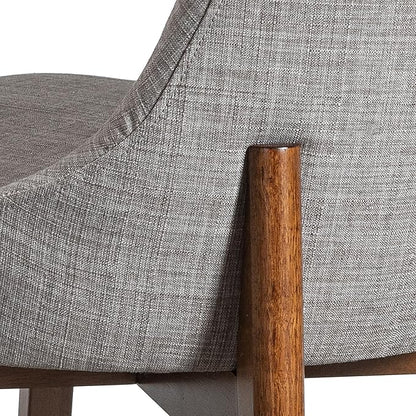 Casaphoria Set of 2 Upholstered Dining Chairs, Light Grey Fabric Kitchen Chairs with Walnut Wood Legs, Modern Accent Chairs for Dining Room, Living Room or Kitchen