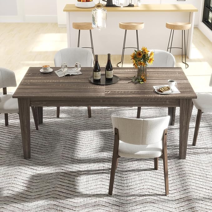 Extendable Dining Table for 6-10 Person, 106.3 in Wooden Dining Room Table, Modern Farmhouse Large Expandable Kitchens Table for Gatherings, Meeting, Dinner Office Dark Oak