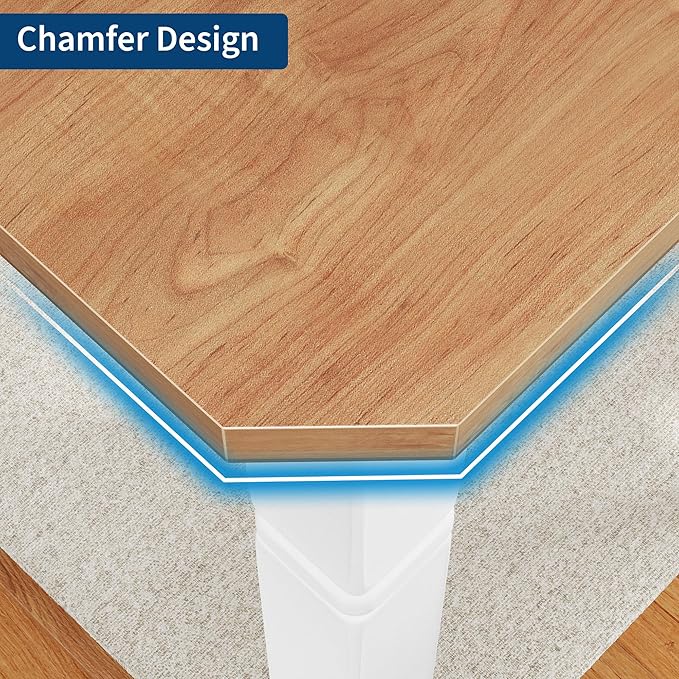 GAOMON Round Dining Table for 6-8 People - Rustic Industrial Farmhouse Long Table with Sturdy Metal Frame & Chamfered Corners for Dining Room, Ktichen Breakfast Nook, Walnut & White