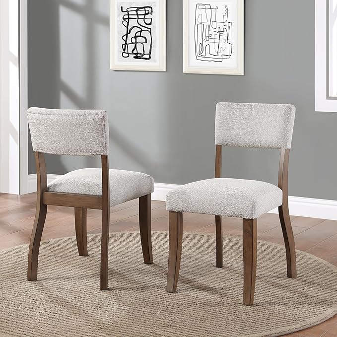 Farmhouse Dining Chairs Set of 2 - Upholstered Mid Century Armless Side Chairs with Back, Durable Polyester Fabric for Kitchen Island, Living Room, Restaurant