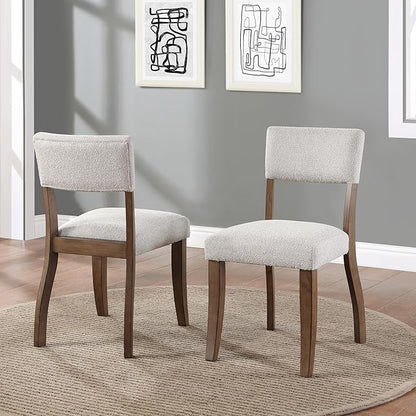 Farmhouse Dining Chairs Set of 2 - Upholstered Mid Century Armless Side Chairs with Back, Durable Polyester Fabric for Kitchen Island, Living Room, Restaurant