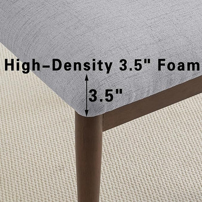 Casaphoria Dining Chairs Set of 2, Solid Walnut Wood Legs Upholstered Kitchen Chairs, Mid Century Modern Ergonomic Curved Back Accent Chair for Dining Room, Home Office and Vanity, Gray