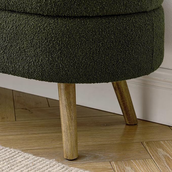 Modern Ottoman Bench with Storage - Versatile Bedside Pouf, Footstool, Toy Storage Ottoman for Bedroom, Living Room, Hallway Entryway, Multi-Use Furniture,Green-Foam