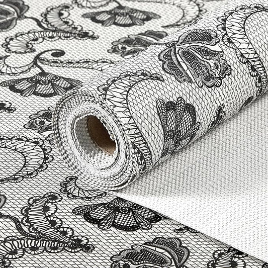 Drawer and Shelf Liner, Non-Slip Kitchen Cabinet Liners Non-Adhesive Thick Strong Grip Waterproof Washable Mats Protect Dresser Shelves Cupboard Bathroom Cabinets, Boho: Floral, 24 in X 10 FT
