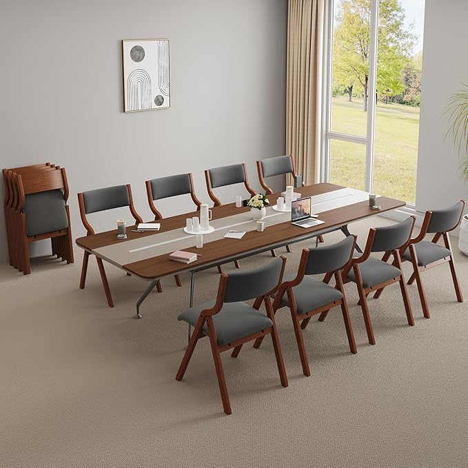 YOPTO Folding Wooden Chairs Set of 2 with Padded Seat,Portable Dining Chairs W/Ergonomically Designed Back and Cushion,for Dining Room,Restaurant,Kitchen,Office