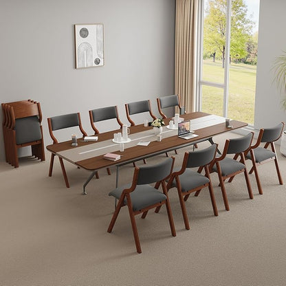 YOPTO Folding Wooden Chairs Set of 2 with Padded Seat,Portable Dining Chairs W/Ergonomically Designed Back and Cushion,for Dining Room,Restaurant,Kitchen,Office
